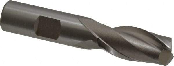 Hertel - 21/32", 1-5/16" LOC, 5/8" Shank Diam, 3-5/16" OAL, 2 Flute, High Speed Steel Square End Mill - Single End, Uncoated, Spiral Flute, 30° Helix, Centercutting, Right Hand Cut, Right Hand Flute - USA Tool & Supply