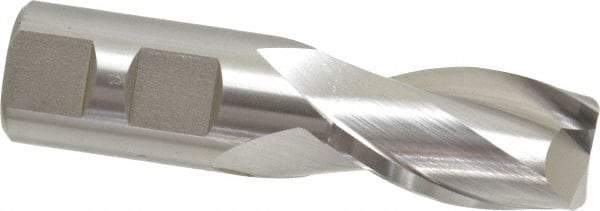 Hertel - 27/32", 1-1/2" LOC, 7/8" Shank Diam, 3-1/2" OAL, 2 Flute, High Speed Steel Square End Mill - Single End, Uncoated, Spiral Flute, 30° Helix, Centercutting, Right Hand Cut, Right Hand Flute - USA Tool & Supply
