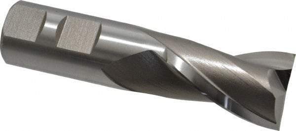 Hertel - 1", 1-1/2" LOC, 7/8" Shank Diam, 3-3/4" OAL, 2 Flute, High Speed Steel Square End Mill - Single End, Uncoated, Spiral Flute, 30° Helix, Centercutting, Right Hand Cut, Right Hand Flute - USA Tool & Supply