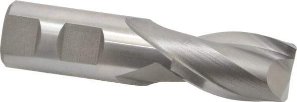 Hertel - 1", 1-5/8" LOC, 1" Shank Diam, 4-1/8" OAL, 2 Flute, High Speed Steel Square End Mill - Single End, Uncoated, Spiral Flute, 30° Helix, Centercutting, Right Hand Cut, Right Hand Flute - USA Tool & Supply