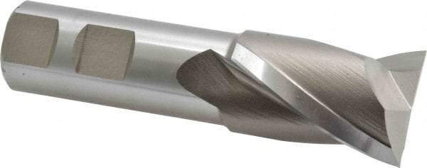 Hertel - 1-1/8", 1-5/8" LOC, 7/8" Shank Diam, 3-7/8" OAL, 2 Flute, High Speed Steel Square End Mill - Single End, Uncoated, Spiral Flute, 30° Helix, Centercutting, Right Hand Cut, Right Hand Flute - USA Tool & Supply