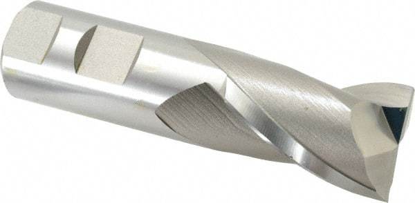 Hertel - 1-1/8", 1-5/8" LOC, 1" Shank Diam, 4-1/8" OAL, 2 Flute, High Speed Steel Square End Mill - Single End, Uncoated, Spiral Flute, 30° Helix, Centercutting, Right Hand Cut, Right Hand Flute - USA Tool & Supply