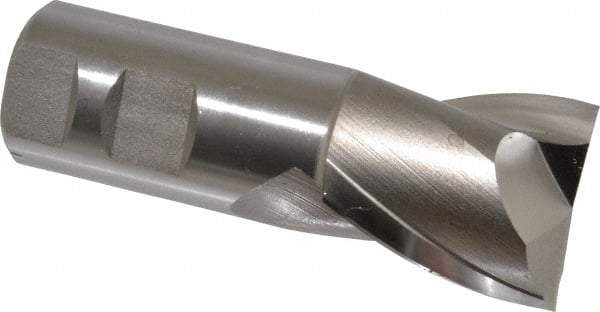 Hertel - 1-1/2", 1-5/8" LOC, 1-1/4" Shank Diam, 4-1/8" OAL, 2 Flute, High Speed Steel Square End Mill - Single End, Uncoated, Spiral Flute, 30° Helix, Centercutting, Right Hand Cut, Right Hand Flute - USA Tool & Supply