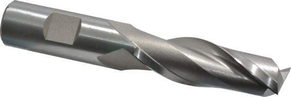 Hertel - 3/4", 2-1/4" LOC, 3/4" Shank Diam, 4-1/2" OAL, 2 Flute, High Speed Steel Square End Mill - Single End, Uncoated, Spiral Flute, 30° Helix, Centercutting, Right Hand Cut, Right Hand Flute - USA Tool & Supply