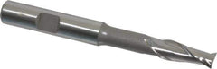 Hertel - 5/16", 3/4" LOC, 3/8" Shank Diam, 3-5/16" OAL, 2 Flute, High Speed Steel Square End Mill - Single End, Uncoated, Spiral Flute, 30° Helix, Centercutting, Right Hand Cut, Right Hand Flute - USA Tool & Supply