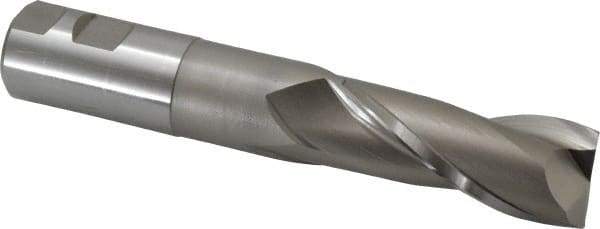 Hertel - 1-1/4", 3" LOC, 1-1/4" Shank Diam, 7-1/4" OAL, 2 Flute, High Speed Steel Square End Mill - Single End, Uncoated, Spiral Flute, 30° Helix, Centercutting, Right Hand Cut, Right Hand Flute - USA Tool & Supply