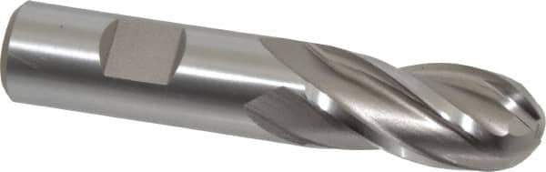 Hertel - 3/4" Diam, 1-5/8" LOC, 4 Flute Cobalt Ball End Mill - Uncoated, Single End, 3-7/8" OAL, 3/4" Shank Diam, Spiral Flute - USA Tool & Supply