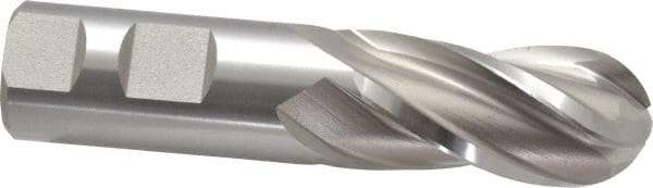 Hertel - 1" Diam, 2" LOC, 4 Flute Cobalt Ball End Mill - Uncoated, Single End, 4-1/2" OAL, 1" Shank Diam, Spiral Flute - USA Tool & Supply
