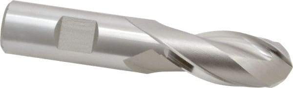 Hertel - 3/4" Diam, 1-5/8" LOC, 2 Flute High Speed Steel Ball End Mill - Uncoated, Single End, 3-7/8" OAL, 3/4" Shank Diam, Spiral Flute - USA Tool & Supply