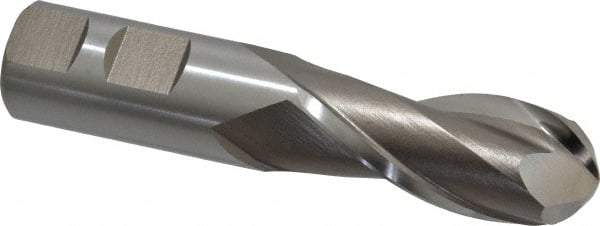 Hertel - 7/8" Diam, 2" LOC, 2 Flute High Speed Steel Ball End Mill - Uncoated, Single End, 4-1/4" OAL, 7/8" Shank Diam, Spiral Flute - USA Tool & Supply