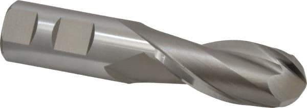 Hertel - 1" Diam, 2-1/4" LOC, 2 Flute High Speed Steel Ball End Mill - Uncoated, Single End, 4-3/4" OAL, 1" Shank Diam, Spiral Flute - USA Tool & Supply
