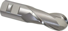 Hertel - 1-1/4" Diam, 2-1/2" LOC, 2 Flute High Speed Steel Ball End Mill - Uncoated, Single End, 5" OAL, 1-1/4" Shank Diam, Spiral Flute - USA Tool & Supply