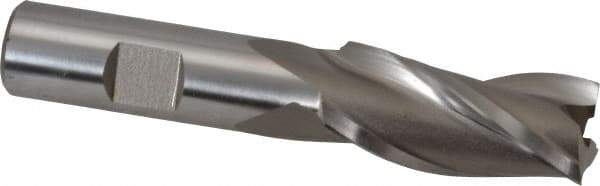 Hertel - 3/4", 1-5/8" LOC, 5/8" Shank Diam, 3-3/4" OAL, 3 Flute, High Speed Steel Square End Mill - Single End, Uncoated, Spiral Flute, 30° Helix, Centercutting, Right Hand Cut, Right Hand Flute - USA Tool & Supply