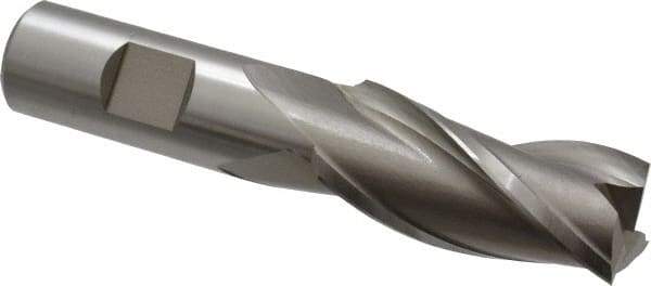 Hertel - 7/8", 1-7/8" LOC, 3/4" Shank Diam, 4-1/8" OAL, 3 Flute, High Speed Steel Square End Mill - Single End, Uncoated, Spiral Flute, 30° Helix, Centercutting, Right Hand Cut, Right Hand Flute - USA Tool & Supply
