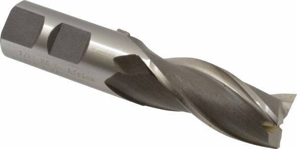 Hertel - 7/8", 1-7/8" LOC, 7/8" Shank Diam, 4-1/8" OAL, 3 Flute, High Speed Steel Square End Mill - Single End, Uncoated, Spiral Flute, 30° Helix, Centercutting, Right Hand Cut, Right Hand Flute - USA Tool & Supply