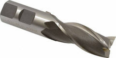 Hertel - 7/8", 1-7/8" LOC, 7/8" Shank Diam, 4-1/8" OAL, 3 Flute, High Speed Steel Square End Mill - Single End, Uncoated, Spiral Flute, 30° Helix, Centercutting, Right Hand Cut, Right Hand Flute - USA Tool & Supply