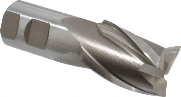 Hertel - 1-1/2", 2" LOC, 1-1/4" Shank Diam, 4-1/2" OAL, 3 Flute, High Speed Steel Square End Mill - Single End, Uncoated, Spiral Flute, 30° Helix, Centercutting, Right Hand Cut, Right Hand Flute - USA Tool & Supply