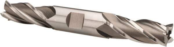 Hertel - 11/16", 1-5/8" LOC, 3/4" Shank Diam, 5-5/8" OAL, 4 Flute, High Speed Steel Square End Mill - Double End, Uncoated, Spiral Flute, 30° Helix, Right Hand Cut, Right Hand Flute - USA Tool & Supply