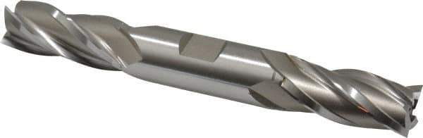 Hertel - 23/32", 1-5/8" LOC, 3/4" Shank Diam, 5-5/8" OAL, 4 Flute, High Speed Steel Square End Mill - Double End, Uncoated, Spiral Flute, 30° Helix, Right Hand Cut, Right Hand Flute - USA Tool & Supply