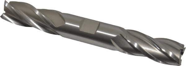 Hertel - 3/4", 1-5/8" LOC, 3/4" Shank Diam, 5-5/8" OAL, 4 Flute, High Speed Steel Square End Mill - Double End, Uncoated, Spiral Flute, 30° Helix, Right Hand Cut, Right Hand Flute - USA Tool & Supply