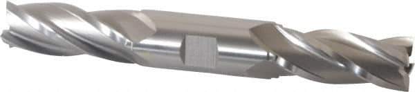 Hertel - 13/16", 1-7/8" LOC, 7/8" Shank Diam, 6-1/8" OAL, 4 Flute, High Speed Steel Square End Mill - Double End, Uncoated, Spiral Flute, 30° Helix, Right Hand Cut, Right Hand Flute - USA Tool & Supply