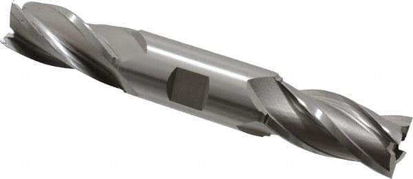 Hertel - 15/16", 1-7/8" LOC, 1" Shank Diam, 6-3/8" OAL, 4 Flute, High Speed Steel Square End Mill - Double End, Uncoated, Spiral Flute, 30° Helix, Right Hand Cut, Right Hand Flute - USA Tool & Supply