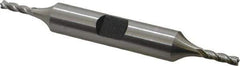 Hertel - 7/64", 3/8" LOC, 3/8" Shank Diam, 3-1/16" OAL, 4 Flute, High Speed Steel Square End Mill - Double End, Uncoated, Spiral Flute, 30° Helix, Right Hand Cut, Right Hand Flute - USA Tool & Supply