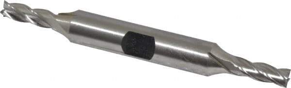 Hertel - 13/64", 9/16" LOC, 3/8" Shank Diam, 3-1/4" OAL, 4 Flute, High Speed Steel Square End Mill - Double End, Uncoated, Spiral Flute, 30° Helix, Right Hand Cut, Right Hand Flute - USA Tool & Supply