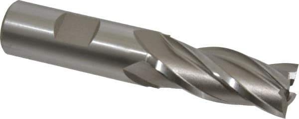 Hertel - 23/32", 1-5/8" LOC, 3/4" Shank Diam, 3-7/8" OAL, 4 Flute, High Speed Steel Square End Mill - Single End, Uncoated, Spiral Flute, 30° Helix, Right Hand Cut, Right Hand Flute - USA Tool & Supply