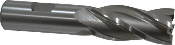 Hertel - 7/8", 1-7/8" LOC, 3/4" Shank Diam, 4-1/8" OAL, 4 Flute, High Speed Steel Square End Mill - Single End, Uncoated, Spiral Flute, 30° Helix, Right Hand Cut, Right Hand Flute - USA Tool & Supply