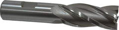 Hertel - 7/8", 1-7/8" LOC, 3/4" Shank Diam, 4-1/8" OAL, 4 Flute, High Speed Steel Square End Mill - Single End, Uncoated, Spiral Flute, 30° Helix, Right Hand Cut, Right Hand Flute - USA Tool & Supply