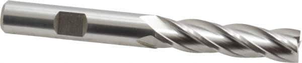 Hertel - 3/8", 1-1/2" LOC, 3/8" Shank Diam, 3-1/4" OAL, 4 Flute, High Speed Steel Square End Mill - Single End, Uncoated, Spiral Flute, 30° Helix, Right Hand Cut, Right Hand Flute - USA Tool & Supply