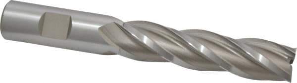 Hertel - 3/4", 3" LOC, 3/4" Shank Diam, 5-1/4" OAL, 4 Flute, High Speed Steel Square End Mill - Single End, Uncoated, Spiral Flute, 30° Helix, Right Hand Cut, Right Hand Flute - USA Tool & Supply