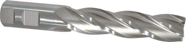 Hertel - 1", 4" LOC, 1" Shank Diam, 6-1/2" OAL, 4 Flute, High Speed Steel Square End Mill - Single End, Uncoated, Spiral Flute, 30° Helix, Right Hand Cut, Right Hand Flute - USA Tool & Supply