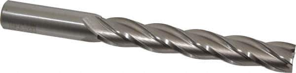 Hertel - 5/8", 4" LOC, 5/8" Shank Diam, 6-1/8" OAL, 4 Flute, High Speed Steel Square End Mill - Single End, Uncoated, Spiral Flute, 30° Helix, Right Hand Cut, Right Hand Flute - USA Tool & Supply
