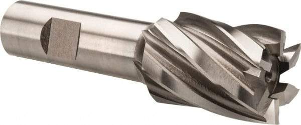 Hertel - 1-1/8", 1-1/2" LOC, 3/4" Shank Diam, 3-7/8" OAL, 6 Flute, High Speed Steel Square End Mill - Single End, Uncoated, Spiral Flute, 30° Helix, Right Hand Cut, Right Hand Flute - USA Tool & Supply
