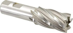 Hertel - 1-1/8", 2" LOC, 7/8" Shank Diam, 4-1/4" OAL, 6 Flute, High Speed Steel Square End Mill - Single End, Uncoated, Spiral Flute, 30° Helix, Right Hand Cut, Right Hand Flute - USA Tool & Supply