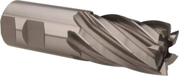 Hertel - 1-1/4", 2" LOC, 1-1/4" Shank Diam, 4-1/2" OAL, 6 Flute, High Speed Steel Square End Mill - Single End, Uncoated, Spiral Flute, 30° Helix, Right Hand Cut, Right Hand Flute - USA Tool & Supply