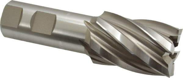 Hertel - 1-3/8", 2" LOC, 1" Shank Diam, 4-1/2" OAL, 6 Flute, High Speed Steel Square End Mill - Single End, Uncoated, Spiral Flute, 30° Helix, Right Hand Cut, Right Hand Flute - USA Tool & Supply