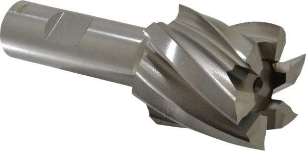 Hertel - 1-1/2", 1-1/2" LOC, 3/4" Shank Diam, 3-7/8" OAL, 6 Flute, High Speed Steel Square End Mill - Single End, Uncoated, Spiral Flute, 30° Helix, Right Hand Cut, Right Hand Flute - USA Tool & Supply