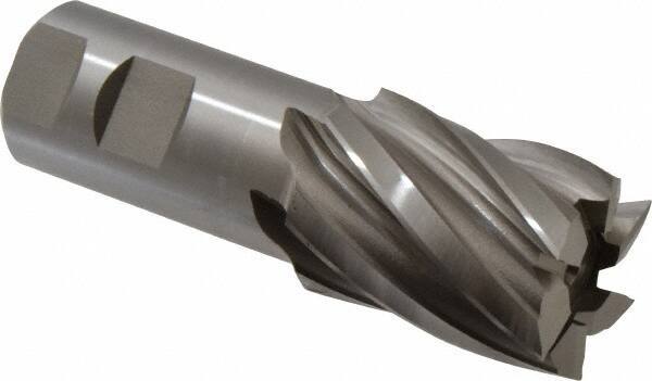 Hertel - 1-1/2", 2" LOC, 1-1/4" Shank Diam, 4-1/2" OAL, 6 Flute, High Speed Steel Square End Mill - Single End, Uncoated, Spiral Flute, 30° Helix, Right Hand Cut, Right Hand Flute - USA Tool & Supply
