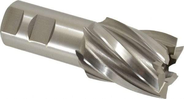 Hertel - 1-5/8", 2" LOC, 1-1/4" Shank Diam, 4-1/2" OAL, 6 Flute, High Speed Steel Square End Mill - Single End, Uncoated, Spiral Flute, 30° Helix, Right Hand Cut, Right Hand Flute - USA Tool & Supply