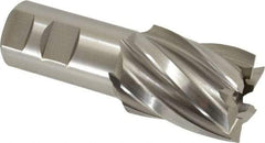 Hertel - 1-5/8", 2" LOC, 1-1/4" Shank Diam, 4-1/2" OAL, 6 Flute, High Speed Steel Square End Mill - Single End, Uncoated, Spiral Flute, 30° Helix, Right Hand Cut, Right Hand Flute - USA Tool & Supply