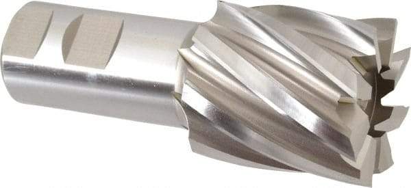 Hertel - 1-7/8", 2" LOC, 1-1/4" Shank Diam, 4-1/2" OAL, 8 Flute, High Speed Steel Square End Mill - Single End, Uncoated, Spiral Flute, 30° Helix, Right Hand Cut, Right Hand Flute - USA Tool & Supply
