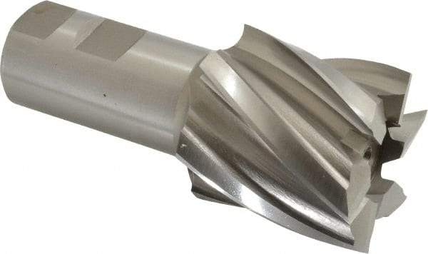 Hertel - 2", 2" LOC, 1-1/4" Shank Diam, 4-1/2" OAL, 6 Flute, High Speed Steel Square End Mill - Single End, Uncoated, Spiral Flute, 30° Helix, Right Hand Cut, Right Hand Flute - USA Tool & Supply