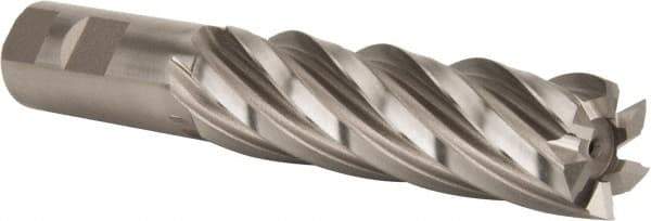Hertel - 1-1/8", 4" LOC, 1" Shank Diam, 6-1/2" OAL, 6 Flute, High Speed Steel Square End Mill - Single End, Uncoated, Spiral Flute, 30° Helix, Right Hand Cut, Right Hand Flute - USA Tool & Supply