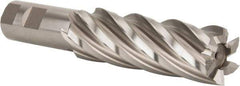 Hertel - 1-1/4", 4" LOC, 1" Shank Diam, 6-1/2" OAL, 6 Flute, High Speed Steel Square End Mill - Single End, Uncoated, Spiral Flute, 30° Helix, Right Hand Cut, Right Hand Flute - USA Tool & Supply
