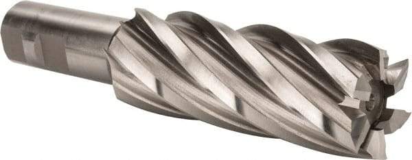 Hertel - 1-1/2", 4" LOC, 1" Shank Diam, 6-1/2" OAL, 6 Flute, High Speed Steel Square End Mill - Single End, Uncoated, Spiral Flute, 30° Helix, Right Hand Cut, Right Hand Flute - USA Tool & Supply