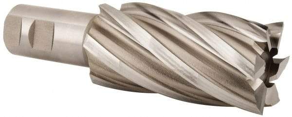 Hertel - 2", 4" LOC, 1-1/4" Shank Diam, 6-1/2" OAL, 6 Flute, High Speed Steel Square End Mill - Single End, Uncoated, Spiral Flute, 30° Helix, Right Hand Cut, Right Hand Flute - USA Tool & Supply