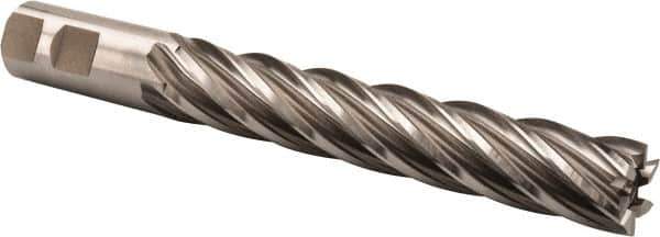 Hertel - 7/8", 5" LOC, 7/8" Shank Diam, 7-1/4" OAL, 6 Flute, High Speed Steel Square End Mill - Single End, Uncoated, Spiral Flute, 30° Helix, Right Hand Cut, Right Hand Flute - USA Tool & Supply